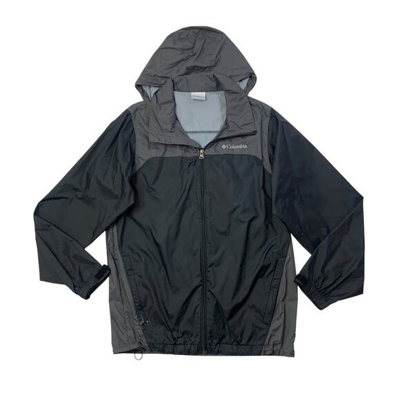 Columbia Rain Jacket Mens Small Black Grey Glennaker Lake Waterproof Lightweight - Picture 1 of 14